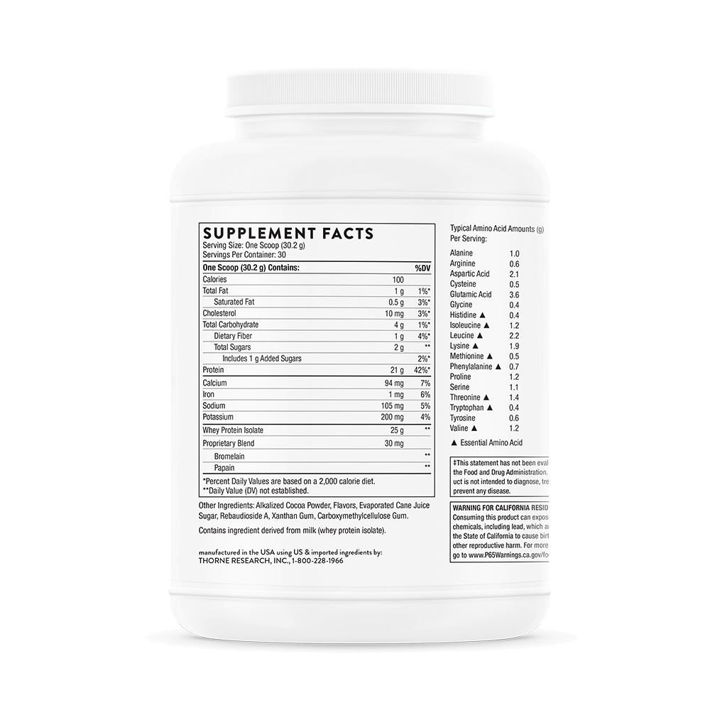 Thorne Research Whey Protein Isolate - Chocolate